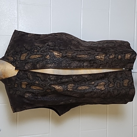 Soft Sueded Snake Print Pocketed Zip Front Lined Vest Extra Large - Picture 1 of 14